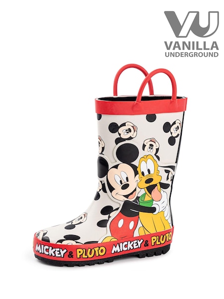 Vanilla Underground White Mickey & Pluto Boys Wellies with Handles (F09354) | ₪138