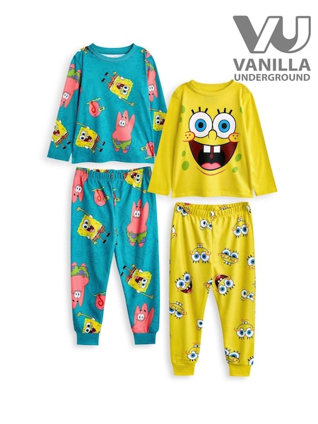 Vanilla Underground Yellow Kids Spongebob Pyjamas 2 Pack (F09359) | 168 QAR