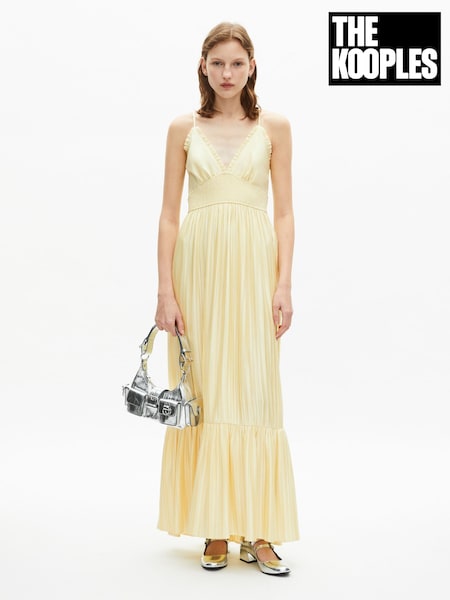 The Kooples Yellow V-Neck Sheered Waist Cami Maxi Dress (F09360) | R$ 3,210