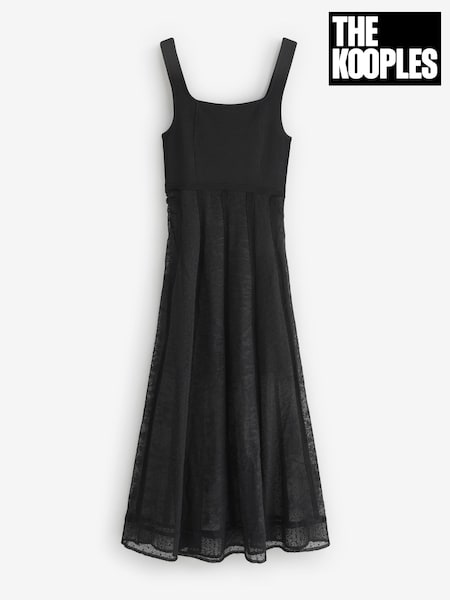 The Kooples Black Square Neck Sheer Lace Maxi Dress (F09363) | R$ 3,605