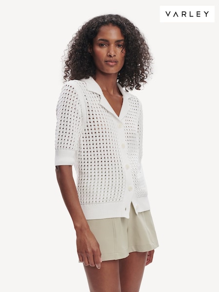 Varley White Ellie Knit Shirt (F09431) | AED553