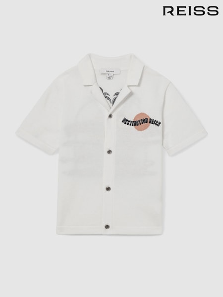 Reiss Mykos Cotton Destination Embroidery Knit Shirt (F09538) | 75 €