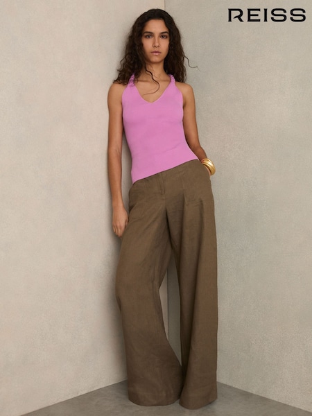 ורוד - Reiss Lauren Twist-strap Rib-knit Vest (F09546) | ‏714‏₪