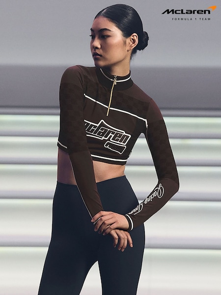 Reiss Chocolate Brown Ultra McLaren F1 Team Half-Zip Crop Top (F09653) | €240