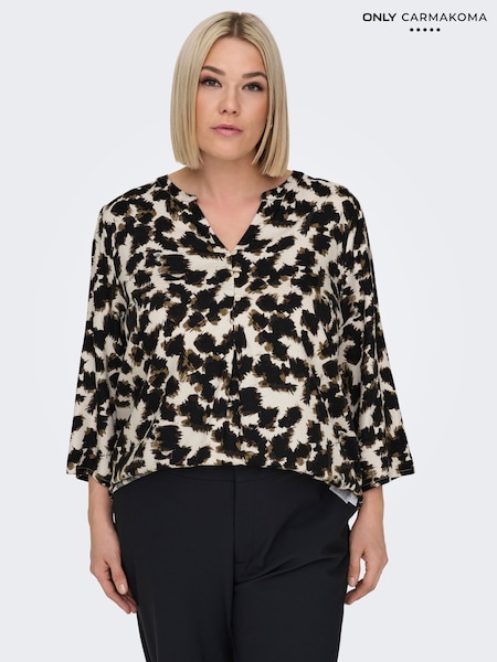ONLY Curve Leopard Print V-Neck Blouse (F09658) | 142 LEI
