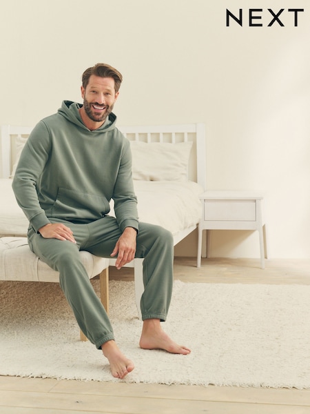 Sage Green Soft Waffle Pyjamas Hoodie Set (F09677) | €50