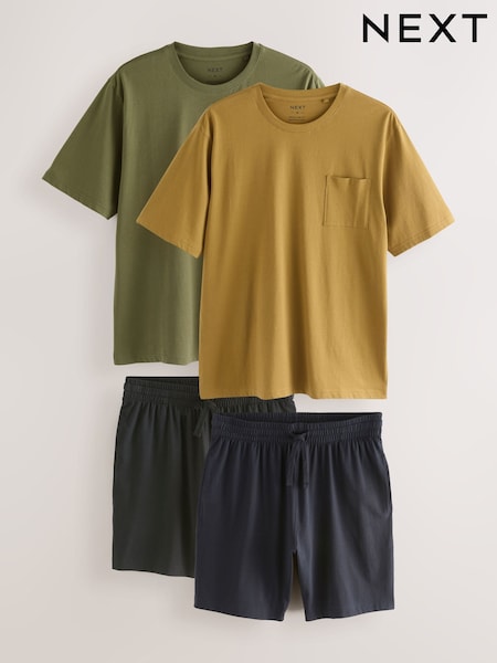 Neutral/Khaki Green - Jersey Short Pyjamas Set 2 Pack (F09712) | € 41