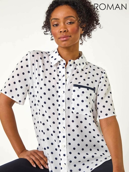 Roman Blue Petite Spot Print Buttoned Shirt (F09738) | €45