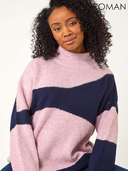 Roman Blue Petite Colour Block Knit Jumper (F09753) | €80