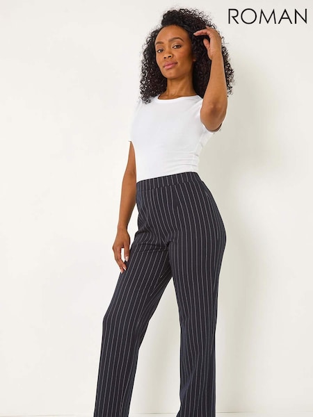 Roman Blue Petite Stripe Print Stretch Trousers (F09756) | 2,163 UAH