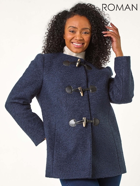 Albastru - Palton texturat din tricot boucle Roman Petite (F09760) | 596 LEI