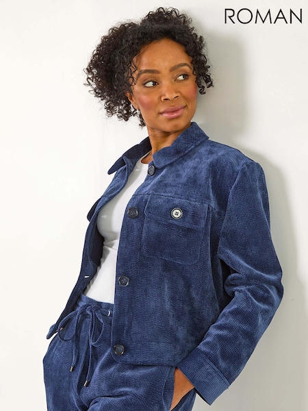 Roman Blue Petite Corduroy Button Jacket (F09764) | 3,605 UAH