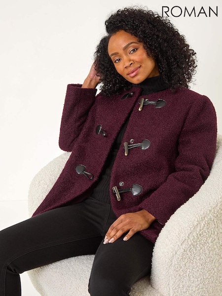 Roșu - Palton texturat din tricot boucle Roman Petite (F09767) | 596 LEI