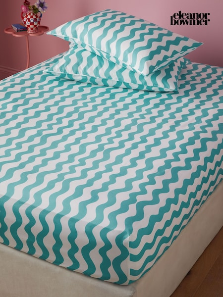 Eleanor Bowmer Aqua Wave 180 Thread Count Fitted Sheet (F09898) | € 39 - € 62