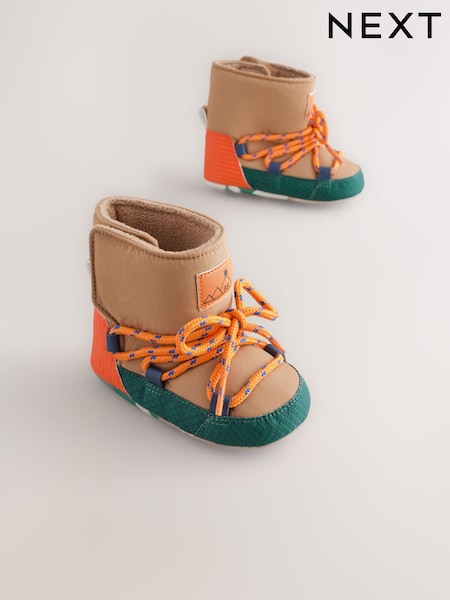Neutral Colour Block Baby Quilted Snow Boots (0-2mths) (F09899) | €13