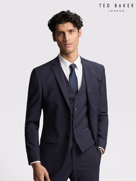 Ted Baker Tailoring Premium Navy Blue Panama Slim Suit Jacket (F09908) | 1,084 QAR