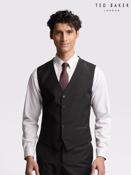 Ted Baker Tailoring Premium Black Panama Slim Waistcoat (F09914) | €143
