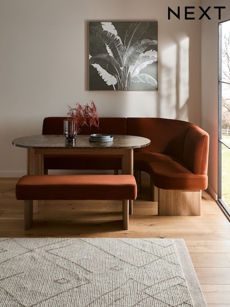 Soft Velvet Rust Nomad Right Hand Corner Dining Table and Corner Bench Set (F09987) | €2,275