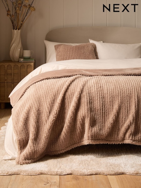 Dark Natural Stripe Texture Fleece Throw (F11071) | €30 - €61