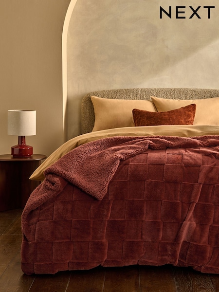 Orange Jasper Checkerboard Cosy Fleece Reverse Throw (F11094) | AED148 - AED241