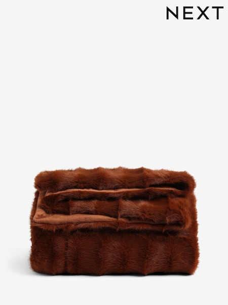Orange Textured Faux Fur Check Throw (F11105) | AED254 - AED440