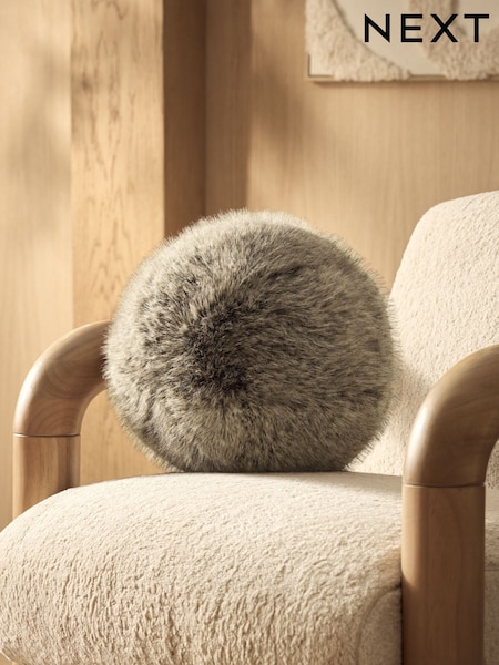 Brown Round Bear Faux Fur Cushion (F11157) | AED83