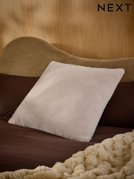 Ivory 59 x 59cm Cosy Plush Faux Fur Cushion (F11160) | 108 QAR