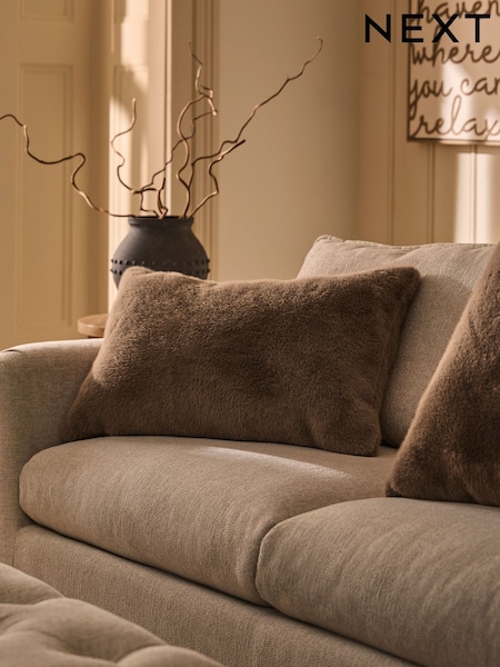 Mink Brown 59 x 59cm Cosy Plush Faux Fur Cushion (F11169) | €24