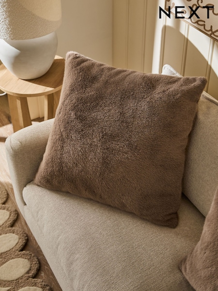 Mink Brown 40 x 59cm Cosy Plush Faux Fur Cushion (F11172) | 78 QAR