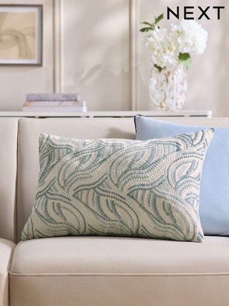Blue 40 x 59cm Cut Velvet Spot Cushion (F11174) | AED157