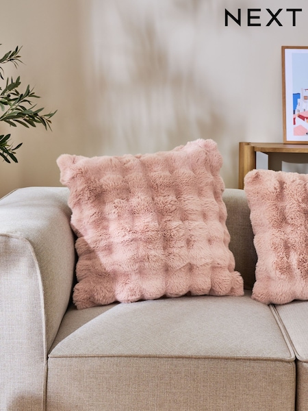 Pink 59 x 59cm Aspen Faux Fur Cushion (F11175) | €31