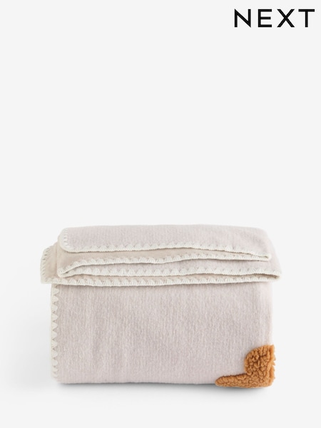 Light Natural Gingerbread Borg Fleece Throw (F11181) | SGD 57 - SGD 81