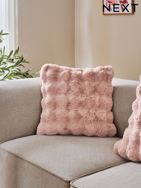 Pink 50 x 50cm Aspen Faux Fur Cushion (F11186) | €24
