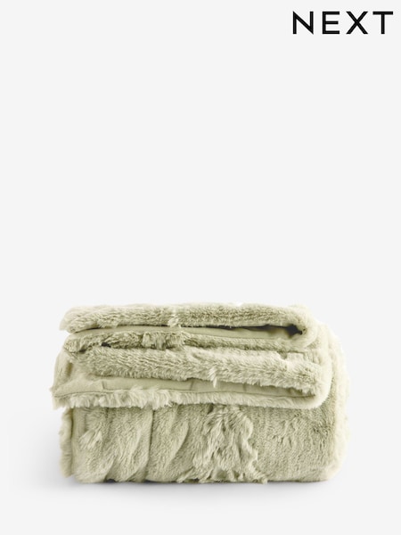 Green Tree Cut Faux Fur Throw (F11199) | €51 - €88