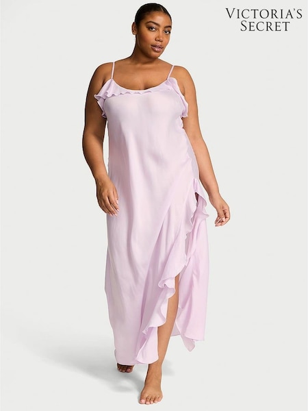 Victoria's Secret Delicate Violet Purple Silky Flutter Ruffled Slip Dress (F11218) | €86