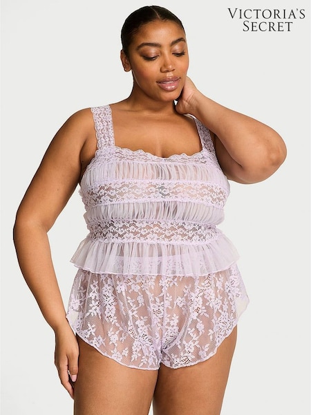 Victoria's Secret Feather Purple Lace Cami & Flutter Short Set (F11225) | €79