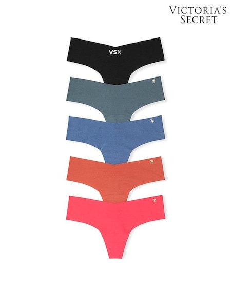 Victoria's Secret Black/Grey/Blue/Orange/Pink Thong 5 Pack Knickers (F11287) | €31