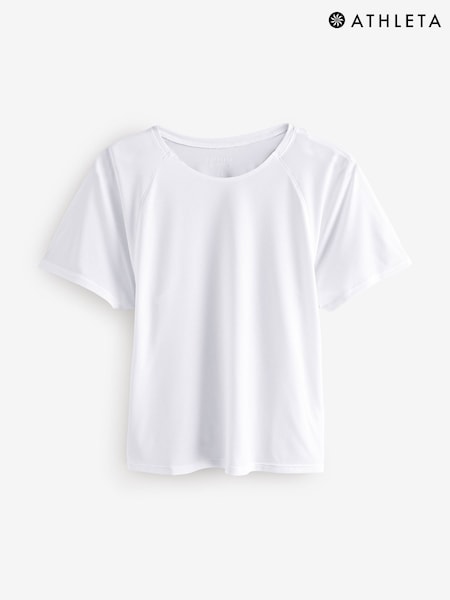 Athleta White Grid Knit Tee (F11355) | €39