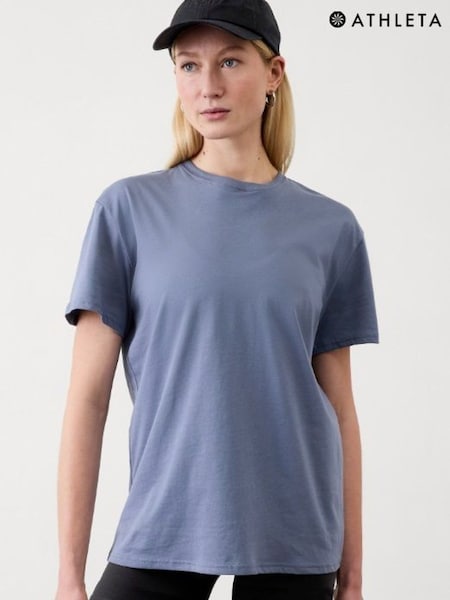 Athleta Blue True Cotton T-Shirt (F11381) | €34