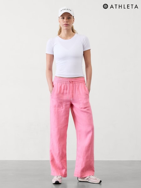 Rosa - Athleta Retreat Leinenhose mit hoher Taille und weitem Bein (F11403) | 161 €
