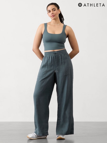 Grau - Athleta Retreat Leinenhose mit hoher Taille und weitem Bein (F11406) | 161 €