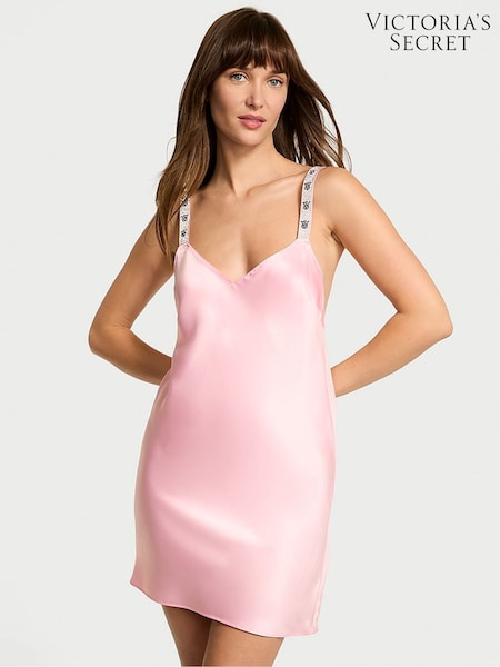 Victoria's Secret Pretty Blossom Pink Shine Strappy Back Satin Slip Dress (F11542) | €86