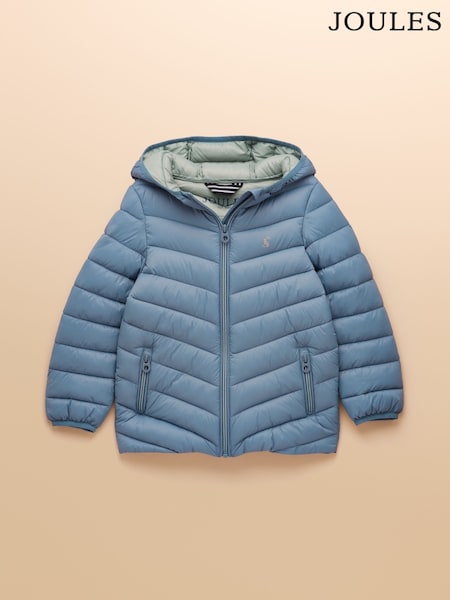 Joules Kids' Cairn Blue Showerproof Padded Coat with Hood (F11565) | AED169 - AED204