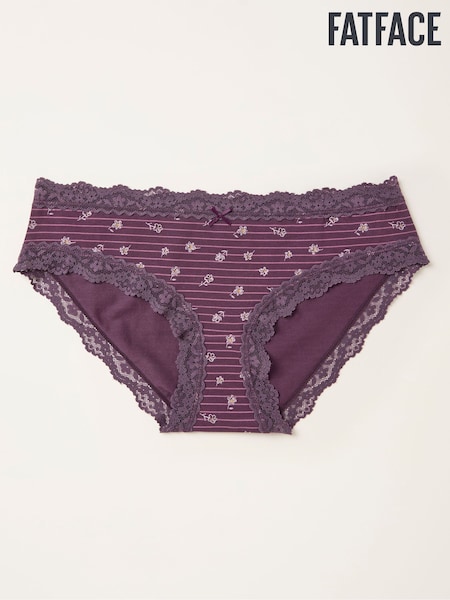 FatFace Purple Floral Stripe Classic Knickers (F11623) | €14