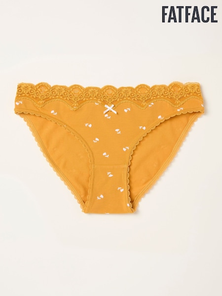 FatFace Mustard Yellow Ditsy Floral High Leg Knickers (F11624) | AED52