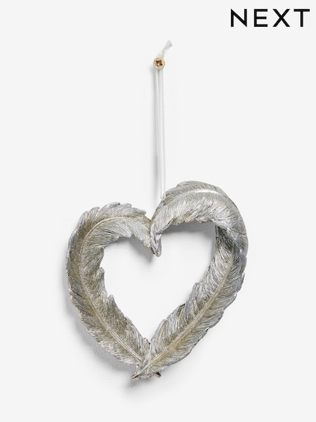 Silver Feather Heart Hanging Decoration (F11655) | €11