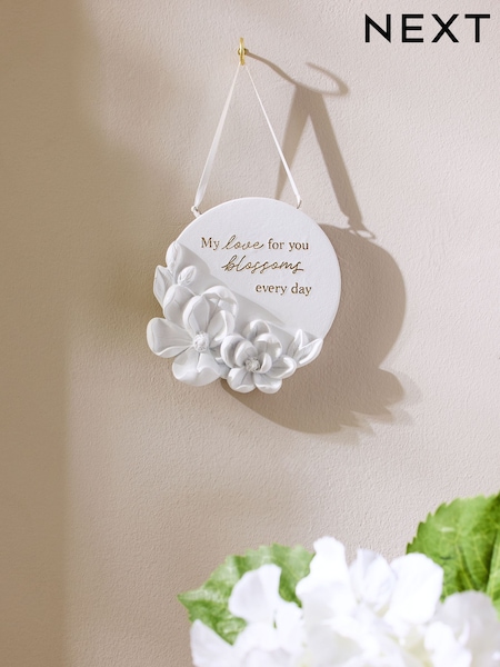 White Floral Print Sentiment Hanging Decoration (F11656) | 372 UAH