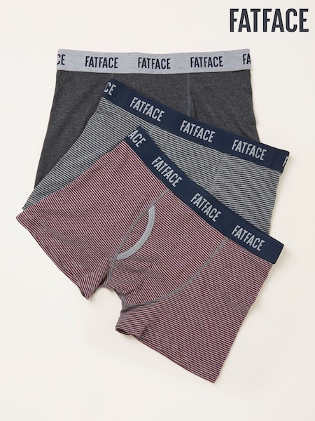 FatFace Grey 3 Pack of Fine Stripe Boxers (F11673) | R$ 295