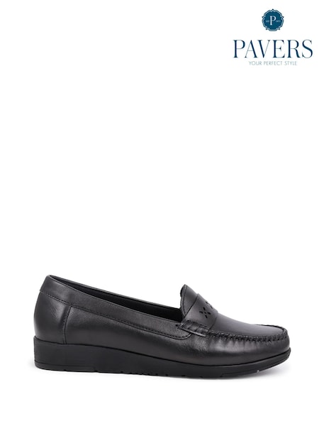 Pavers Black Smart Leather Moccasins (F11684) | AED221