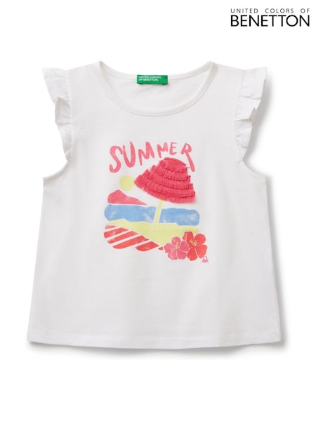 Benetton Girls Summer Print Appliqué 100% Cotton Tank Top (2-6 yrs) (F11704) | €23